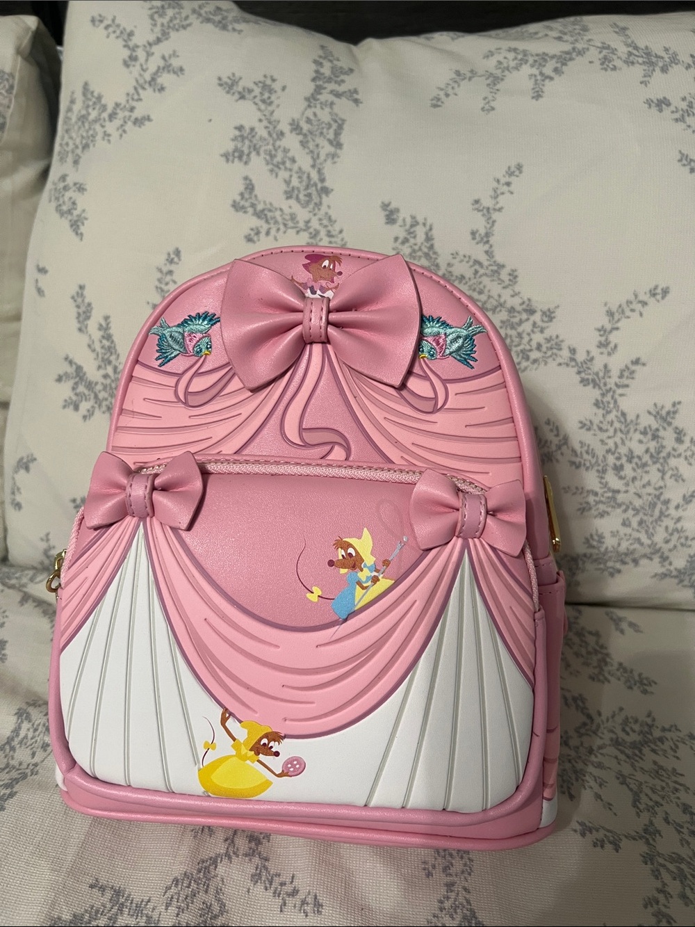 Disney Pink Bow Accent Mini Backpack with Princess Mouse Art